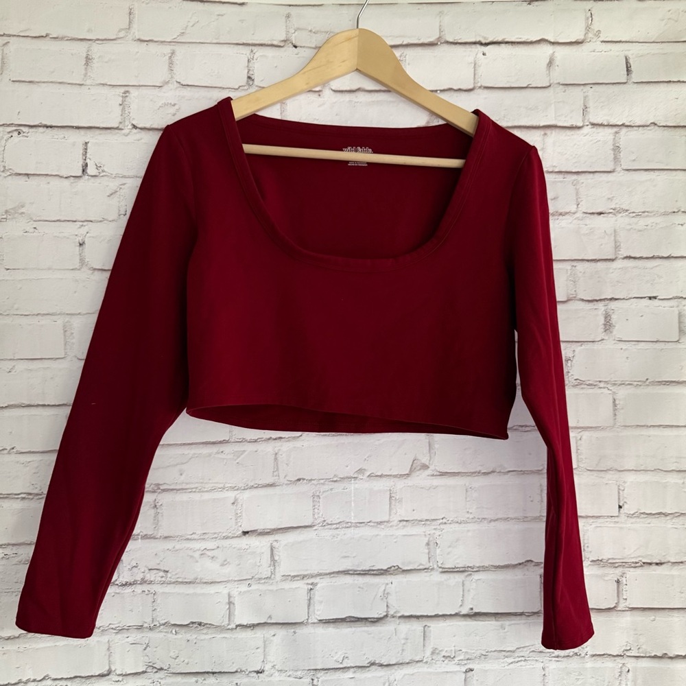 Wild Fable Burgundy Butter Bliss‎ Long Sleeve Crop Top